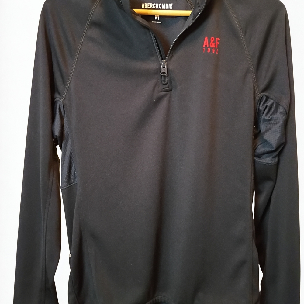 Abercrombie & Fitch Women 1/4 Zip Black Athletic Lightweight Jacket Size Medium